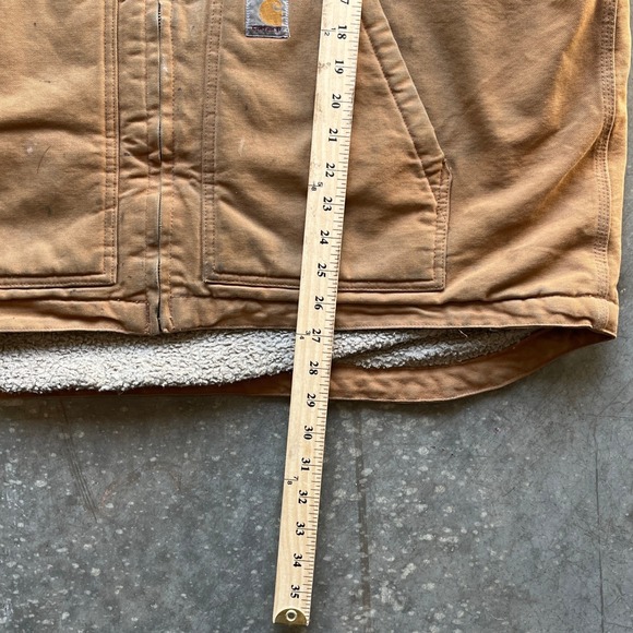 Carhartt Mens XL Sherpa Lined Duck Canvas Vest Brown V02 BRN Distressed - Picture 7 of 7